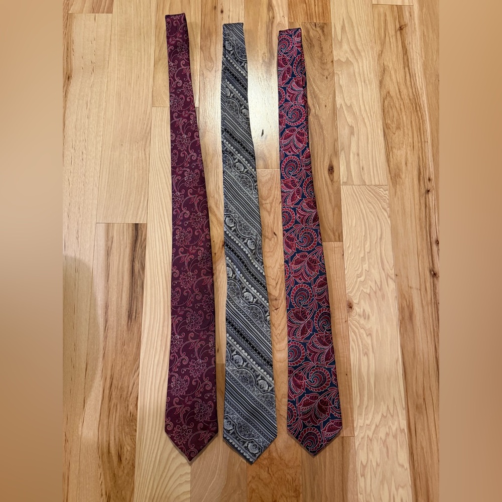 Jos. A. Bank Burgundy and Gray Tie Set
